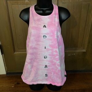 Adidas Pink & White Gradient Razor Back Custom Tie Dye Active Tank Top Size 1X